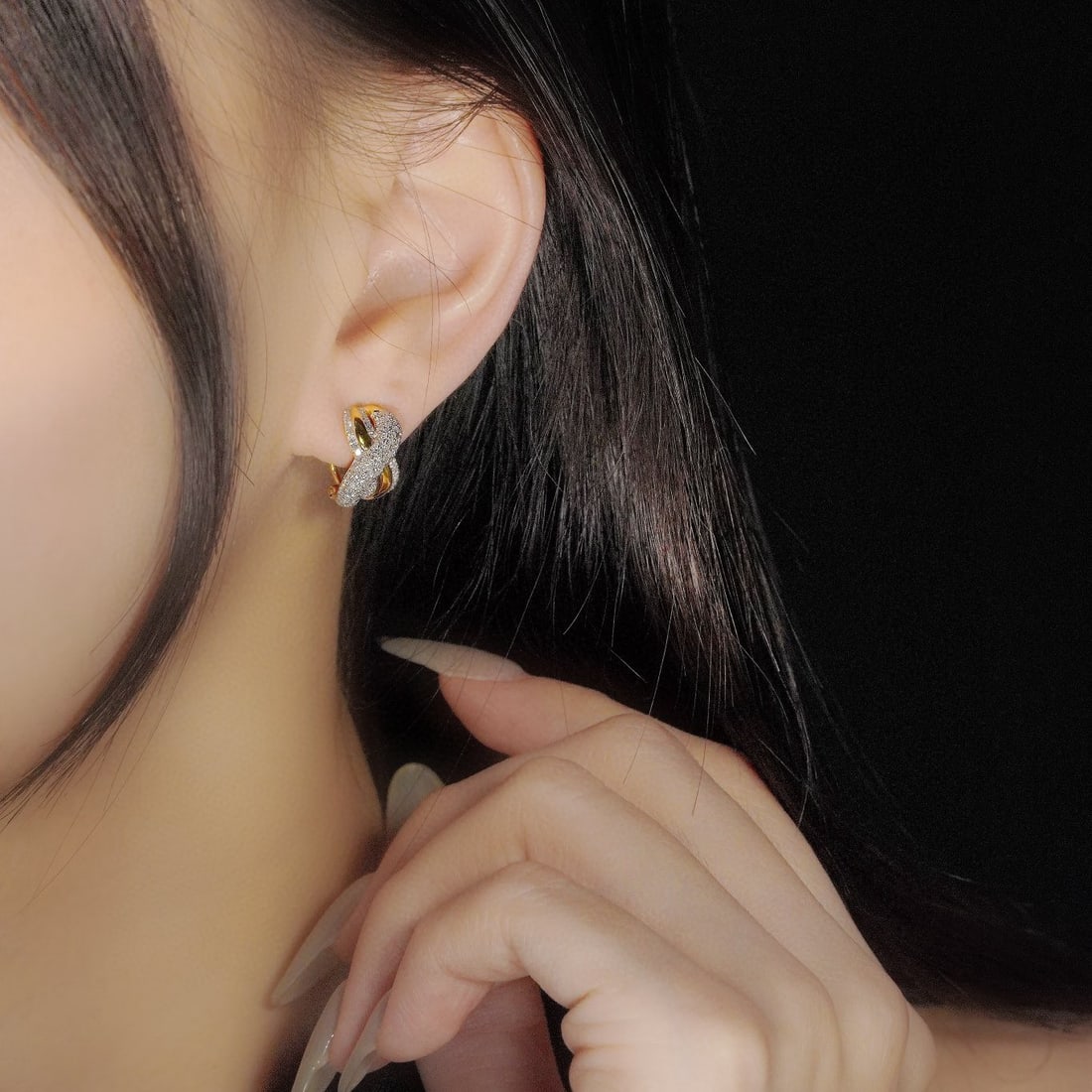 14k Gold 0.9 Ct Natural H Diamond Earrings - 5