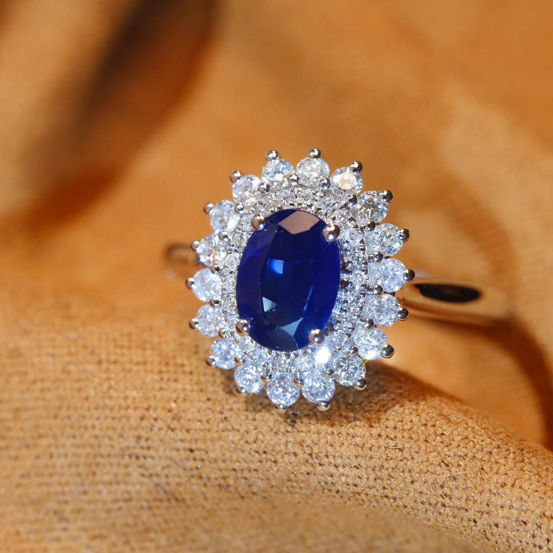 14k Gold 1.64 Ctw Natural Sapphire & Diamond Ring - 5