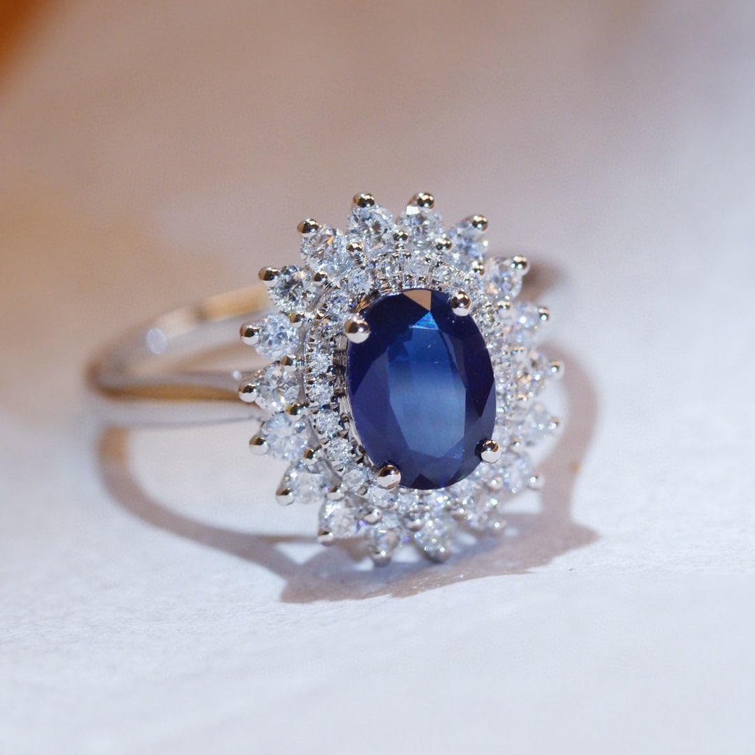 14k Gold 1.64 Ctw Natural Sapphire & Diamond Ring - 6