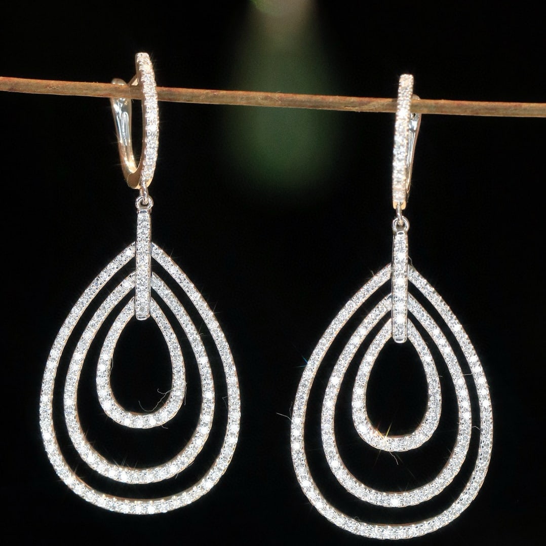 14k Gold 1.1 Ct Natural H Diamond Earrings - 6