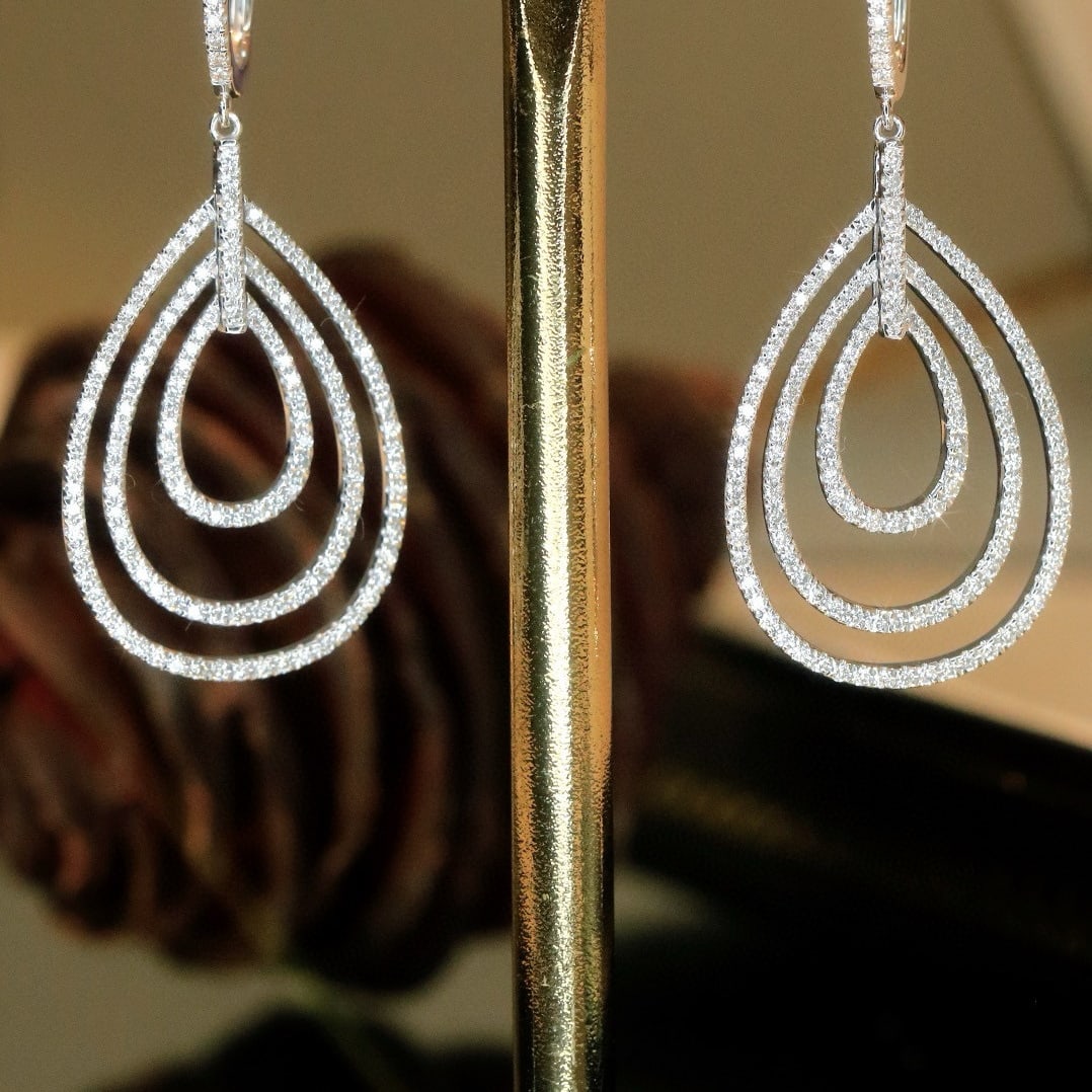 14k Gold 1.1 Ct Natural H Diamond Earrings - 7