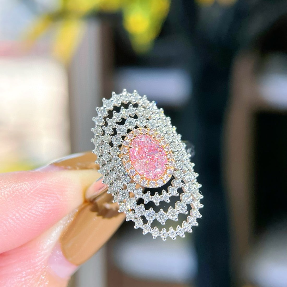 14k Gold 1.94 Ctw Natural Pink Diamond & Diamond Ring - 3