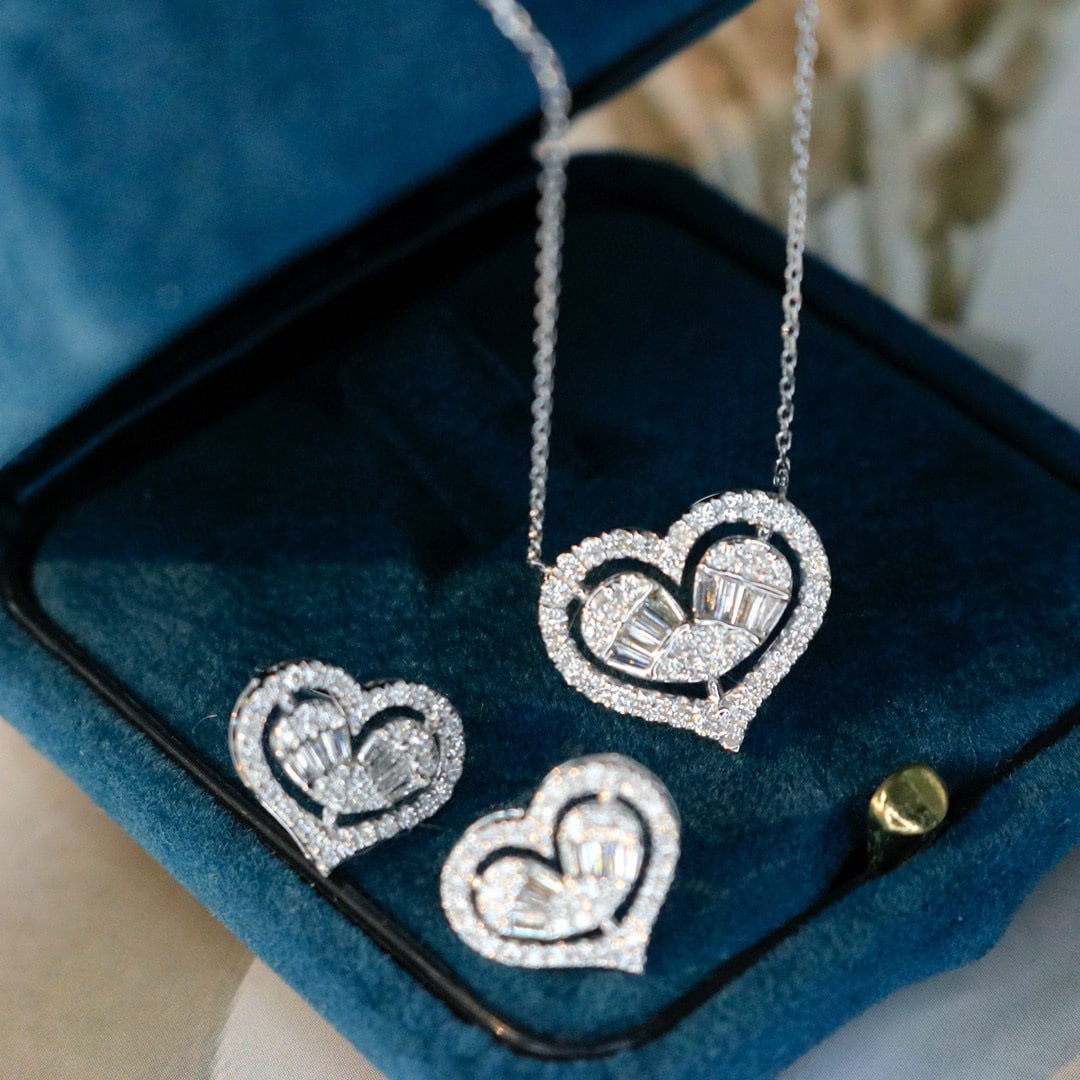 14k Gold 1.1 Ctw Natural H Diamond Jewelry Set - 2