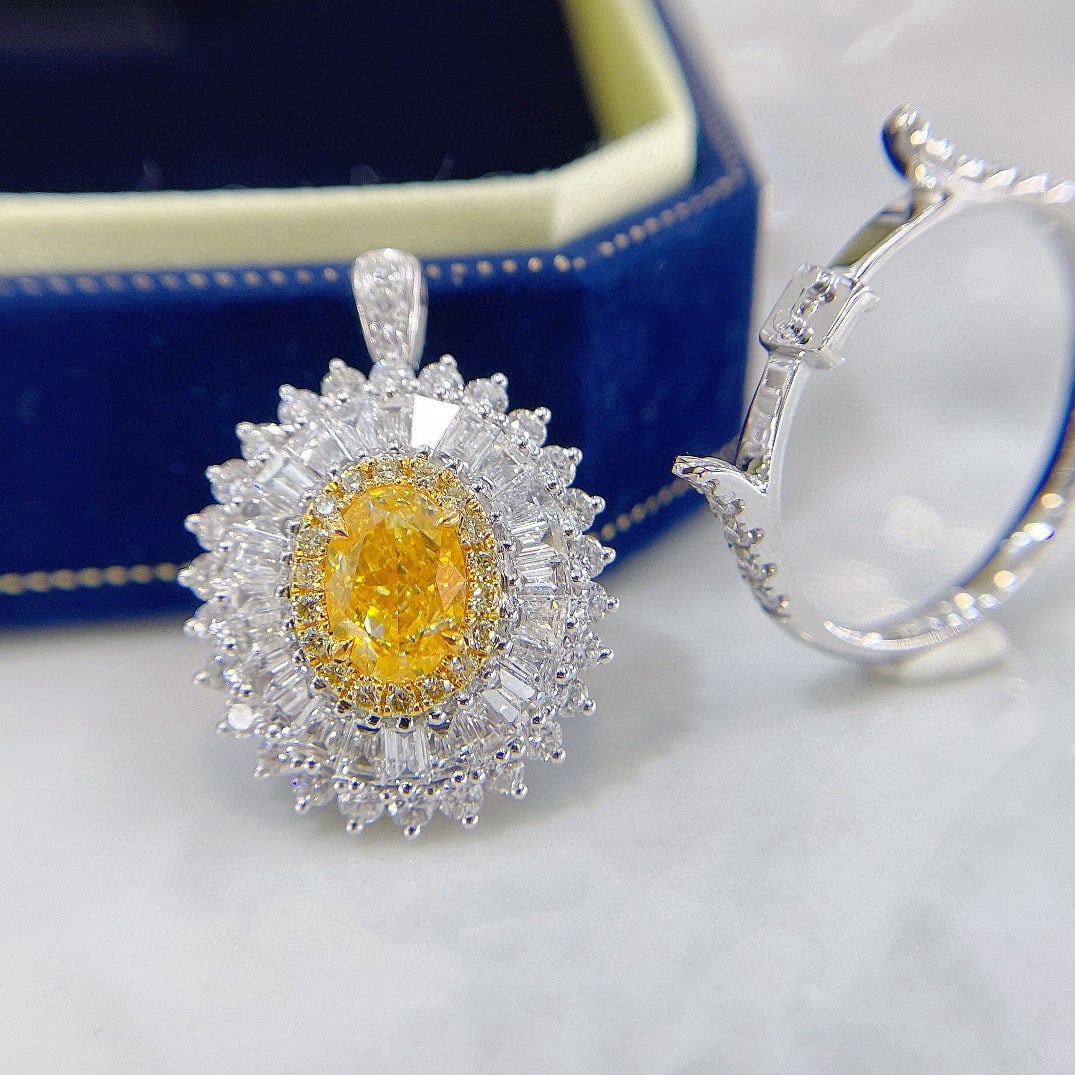 14k Gold 2.56 Ctw Natural Yellow Diamond & Diamond Ring/pendant( Without Chain ) - 4