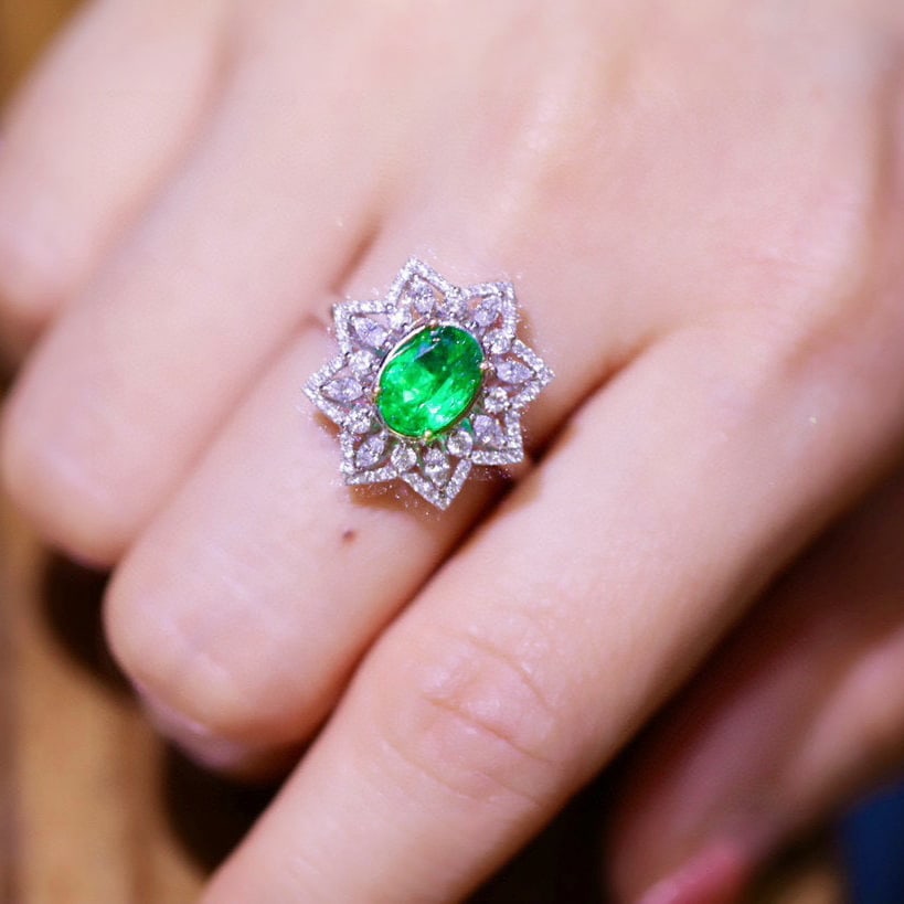 14k Gold 1.75 Ctw Vivid Green Natural Emerald & Diamond Ring/pendant( Without Chain ) - 8