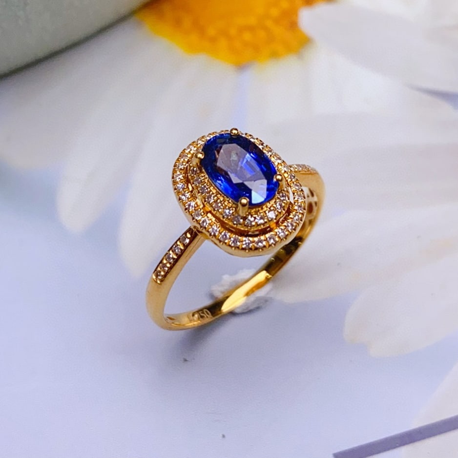 14k Gold 1.25 Ct Natural Sapphire & Diamond Ring - 2