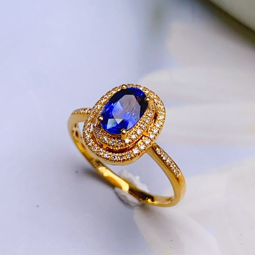 14k Gold 1.25 Ct Natural Sapphire & Diamond Ring - 3