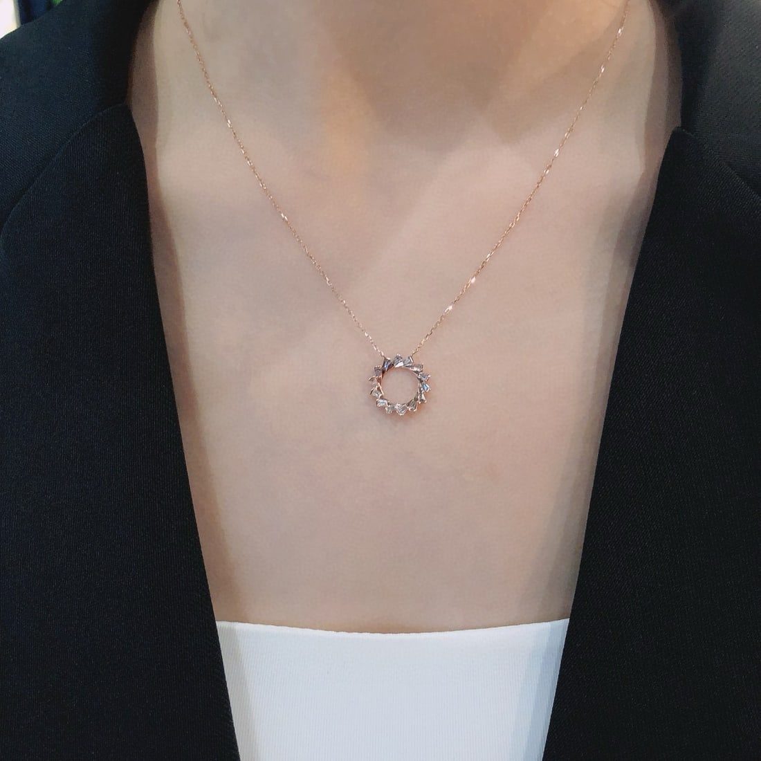 14k Gold 0.37 Ct Natural H Diamond Necklace - 6