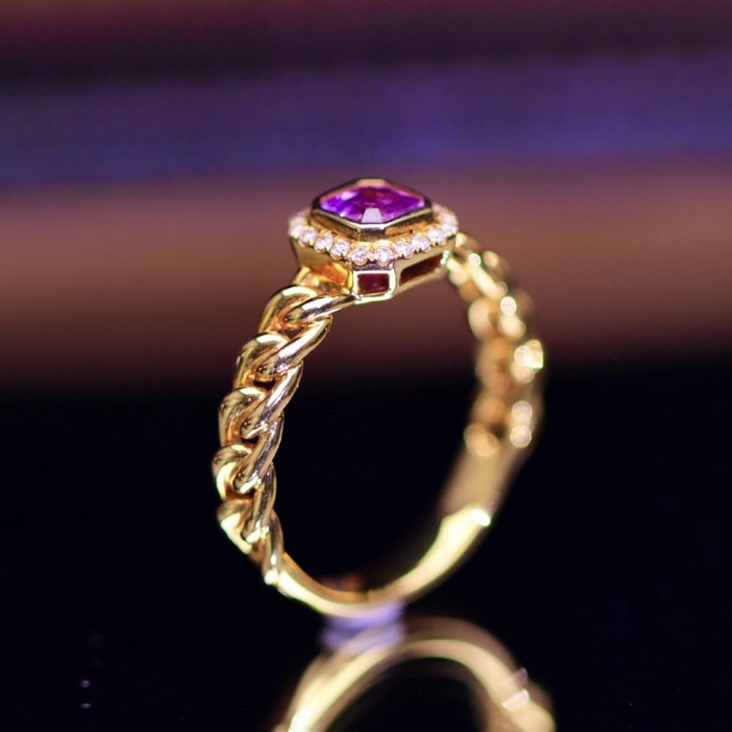 14k Gold 0.84 Ctw Natural Sapphire & Diamond Ring - 7