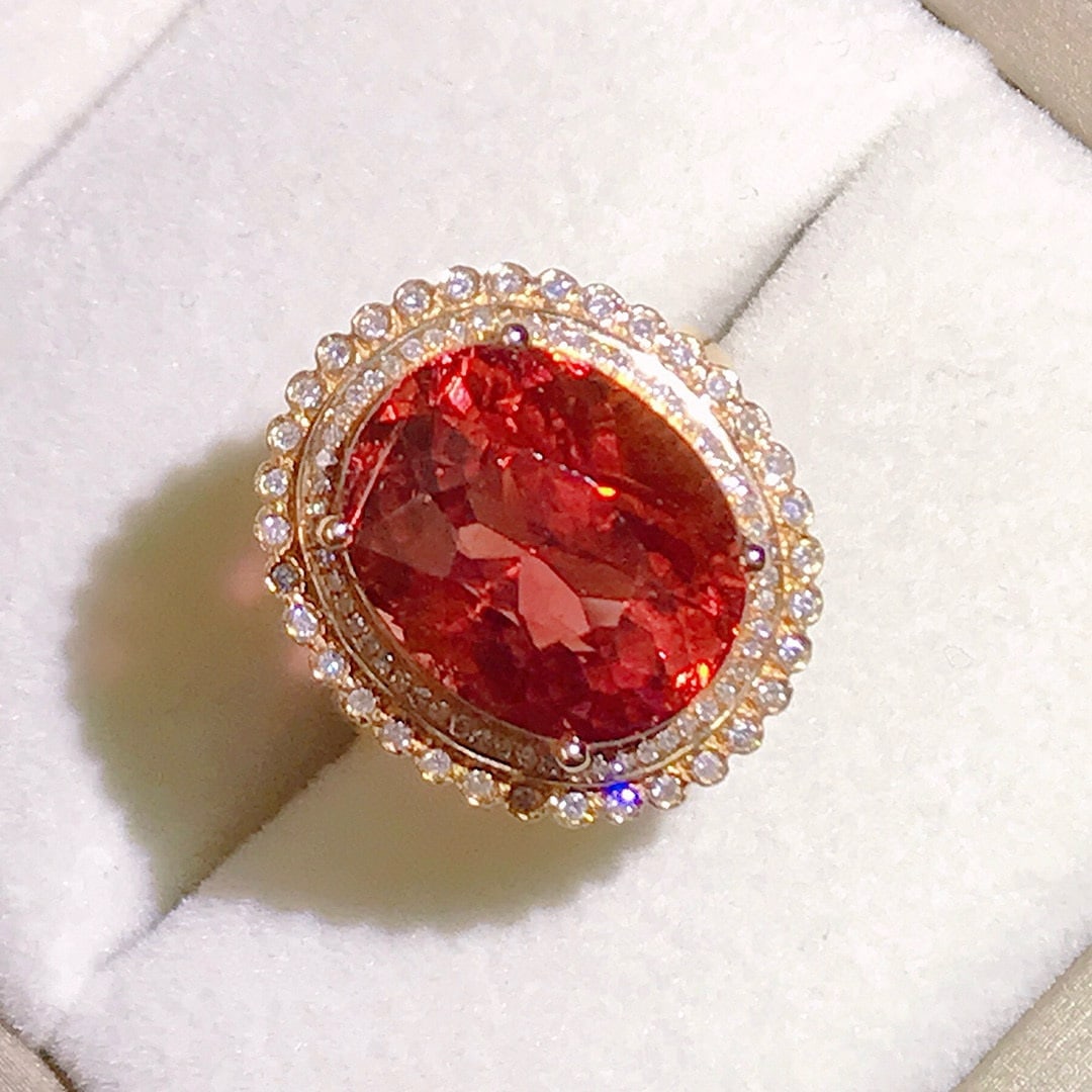 14k Gold 10.08 Ctw Natural Tourmaline & Diamond Ring - 2