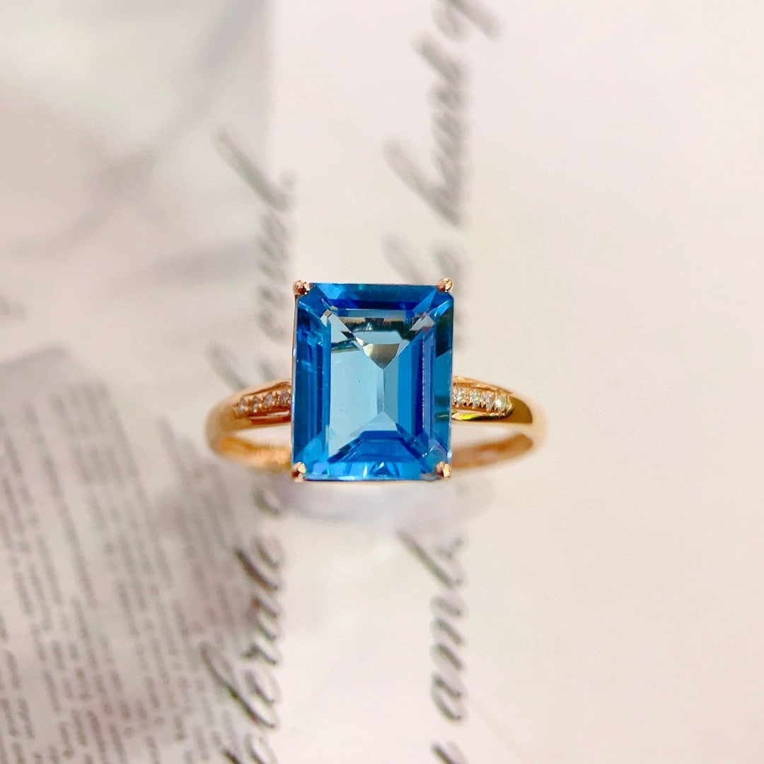 14k Gold 3.43 Ctw Natural Topaz & Diamond Ring - 3