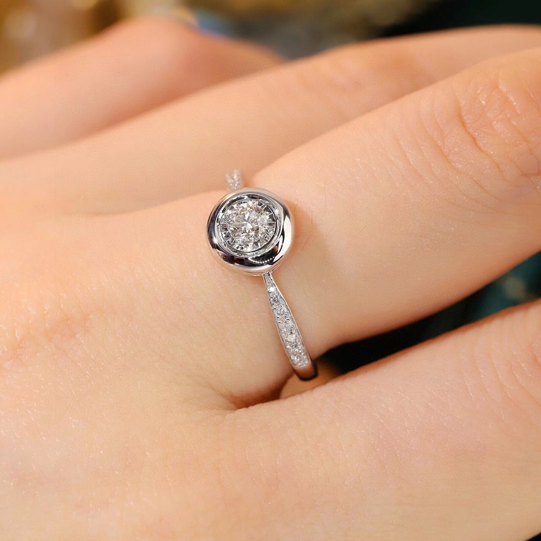 14k Gold 0.28 Ctw Natural H Diamond Ring - 7