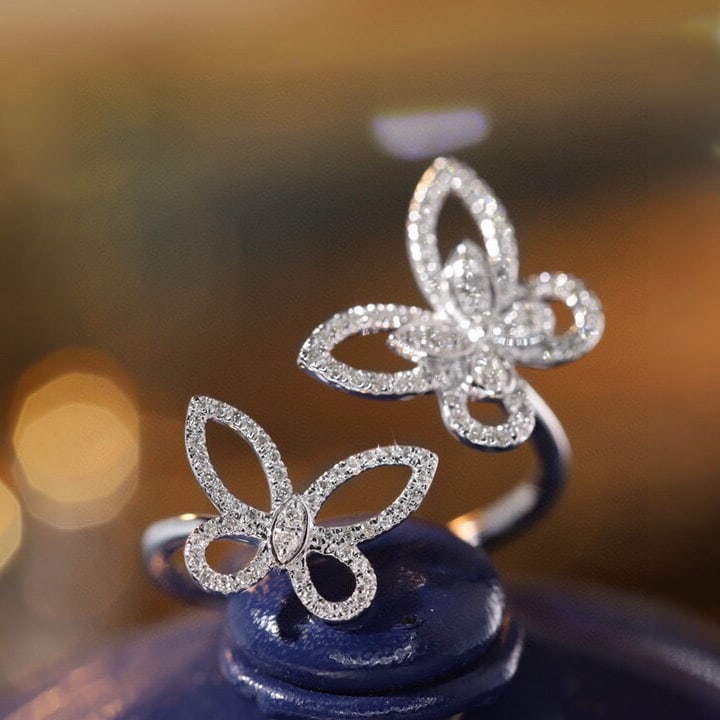 14k Gold 0.28 Ct Natural H Diamond & Butterfly Ring: Ref:230956363 // gold content:14k gold // ring size:7. 25us // // main gemstone:diamond // shape:round // carat weight:0. 28ct // clarity grade:vs-si // color:h // treatment:natural // cut grade:g