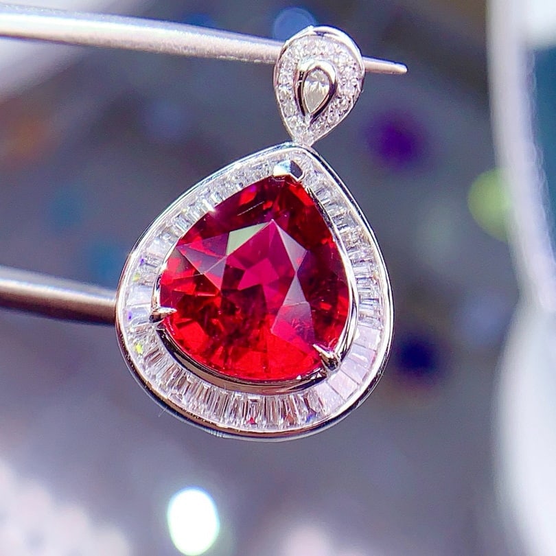 14k Gold 6.55 Ctw Natural Tourmaline & Diamond Ring/pendant( Without Chain ) - 4