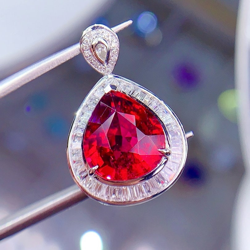 14k Gold 6.55 Ctw Natural Tourmaline & Diamond Ring/pendant( Without Chain ) - 6