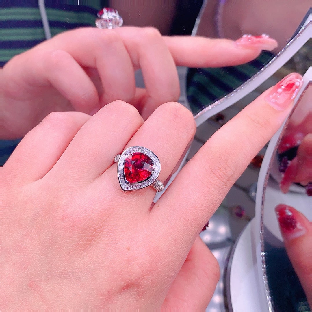 14k Gold 6.55 Ctw Natural Tourmaline & Diamond Ring/pendant( Without Chain ) - 9