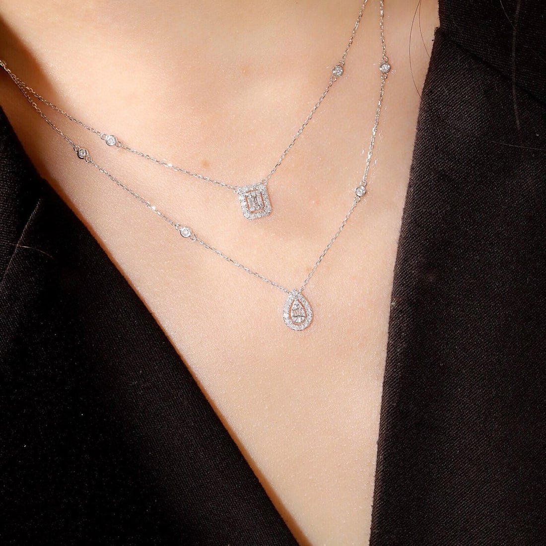 14k Gold 0.58 Ct Natural H Diamond Necklace - 8