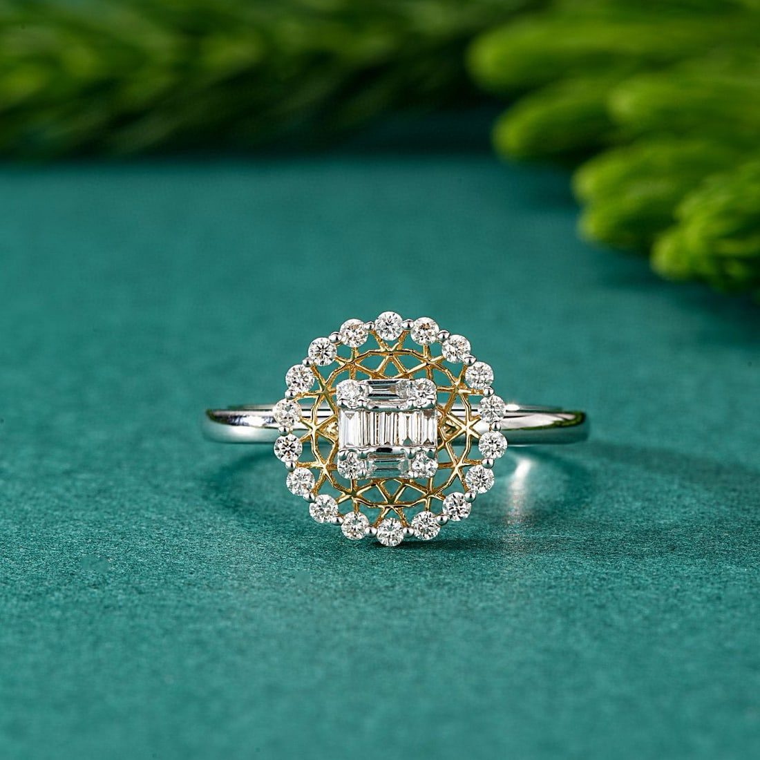 14k Gold 0.34 Ctw Natural H Diamond Ring: Ref:230956377 // gold content:14k gold // ring size:7. 25us // // main gemstone:diamond // shape:baguette // carat weight:0. 09ct // clarity grade:vs-si // color:h // treatment:natural // //