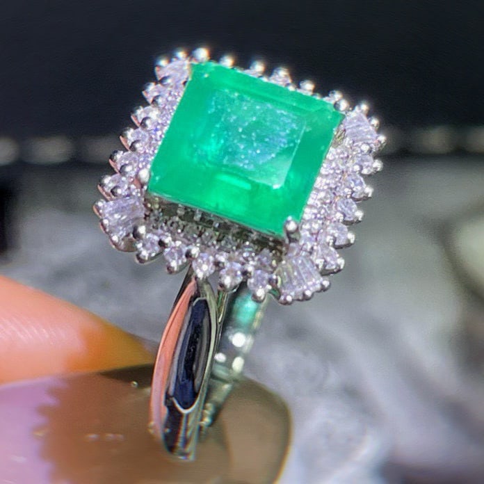 14k Gold 2.84 Ct Natural Emerald & Diamond Ring - 5