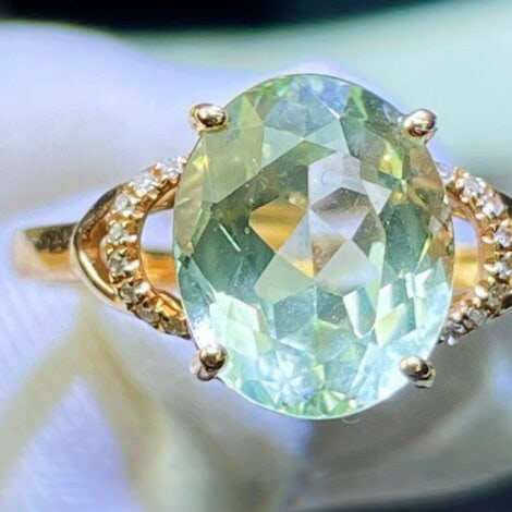 14k Gold 4 Ct Natural Tourmaline & Diamond Ring - 2