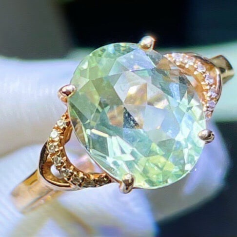 14k Gold 4 Ct Natural Tourmaline & Diamond Ring - 3