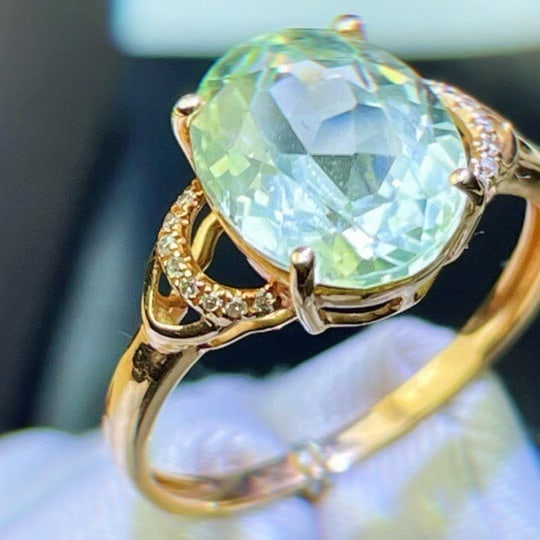 14k Gold 4 Ct Natural Tourmaline & Diamond Ring - 4