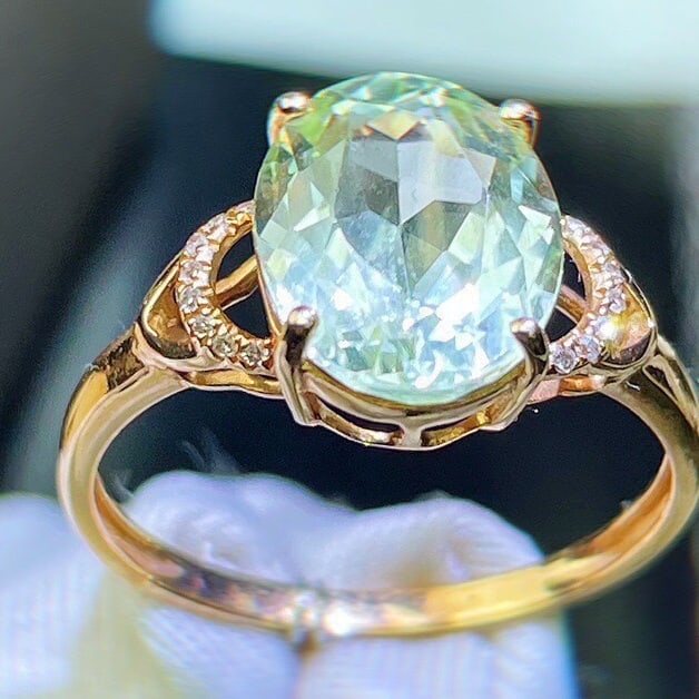 14k Gold 4 Ct Natural Tourmaline & Diamond Ring - 5