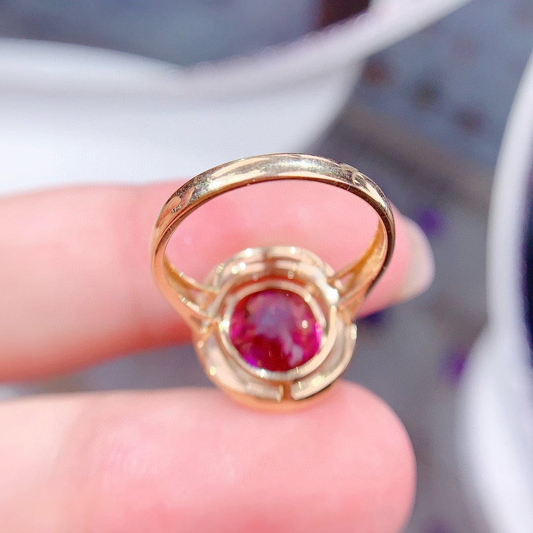 14k Gold 6.8 Ct Natural Tourmaline & Diamond Ring - 5