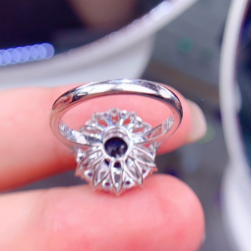 14k Gold 1.27 Ct Natural Sapphire & Diamond Ring - 6