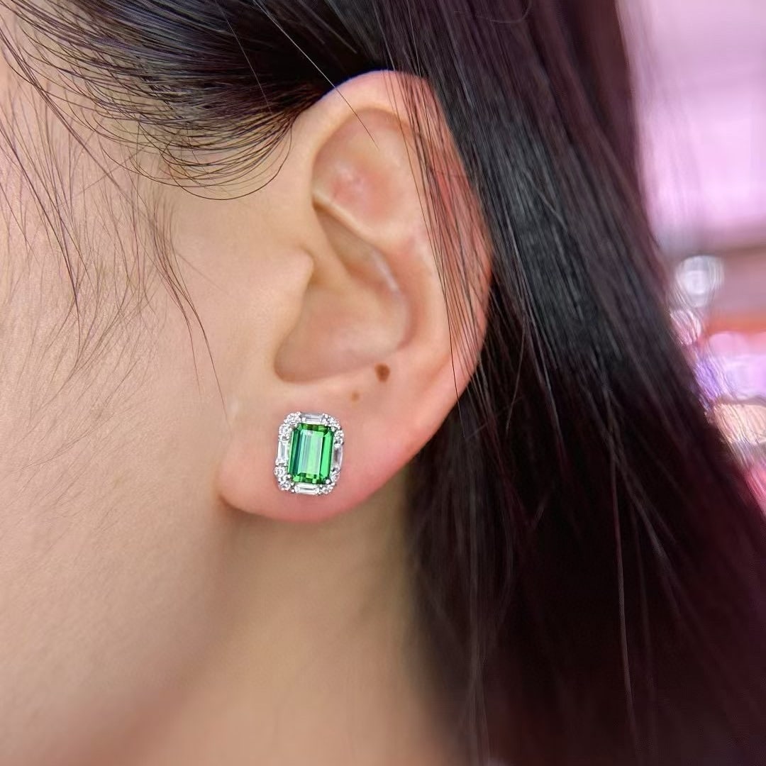 14k Gold 4.32 Ctw Natural Tourmaline & Diamond Earrings - 6