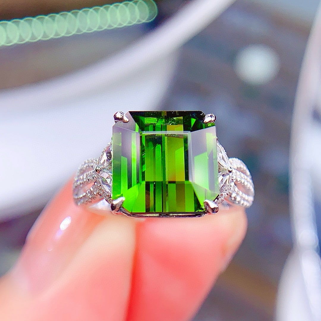 14k Gold 6.19 Ctw Natural Tourmaline & Diamond Ring - 2