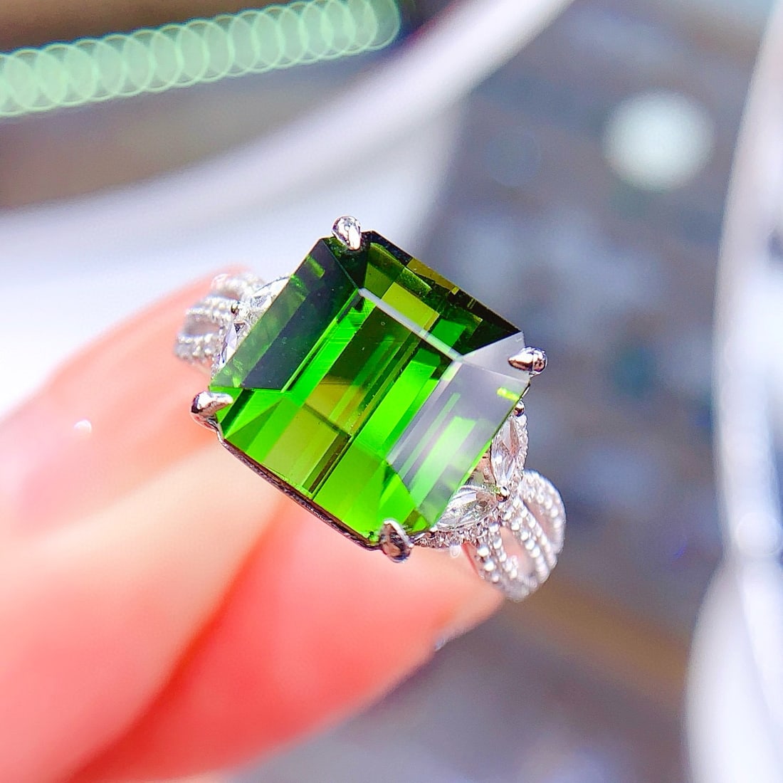 14k Gold 6.19 Ctw Natural Tourmaline & Diamond Ring - 3