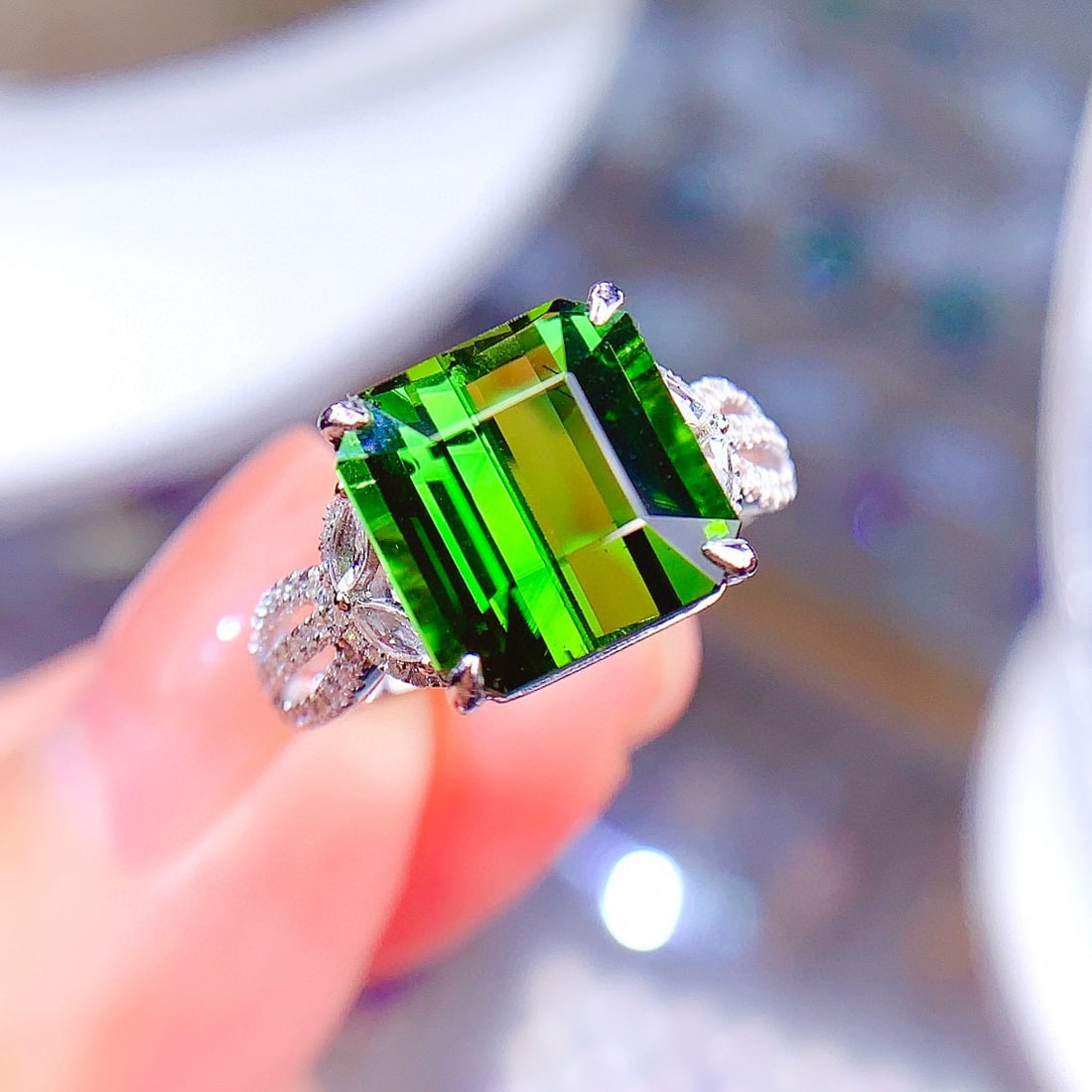 14k Gold 6.19 Ctw Natural Tourmaline & Diamond Ring - 5