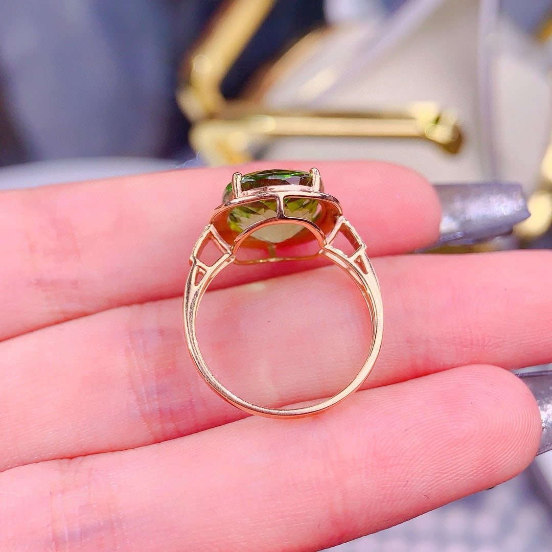 14k Gold 6.5 Ct Natural Tourmaline & Diamond Ring - 6