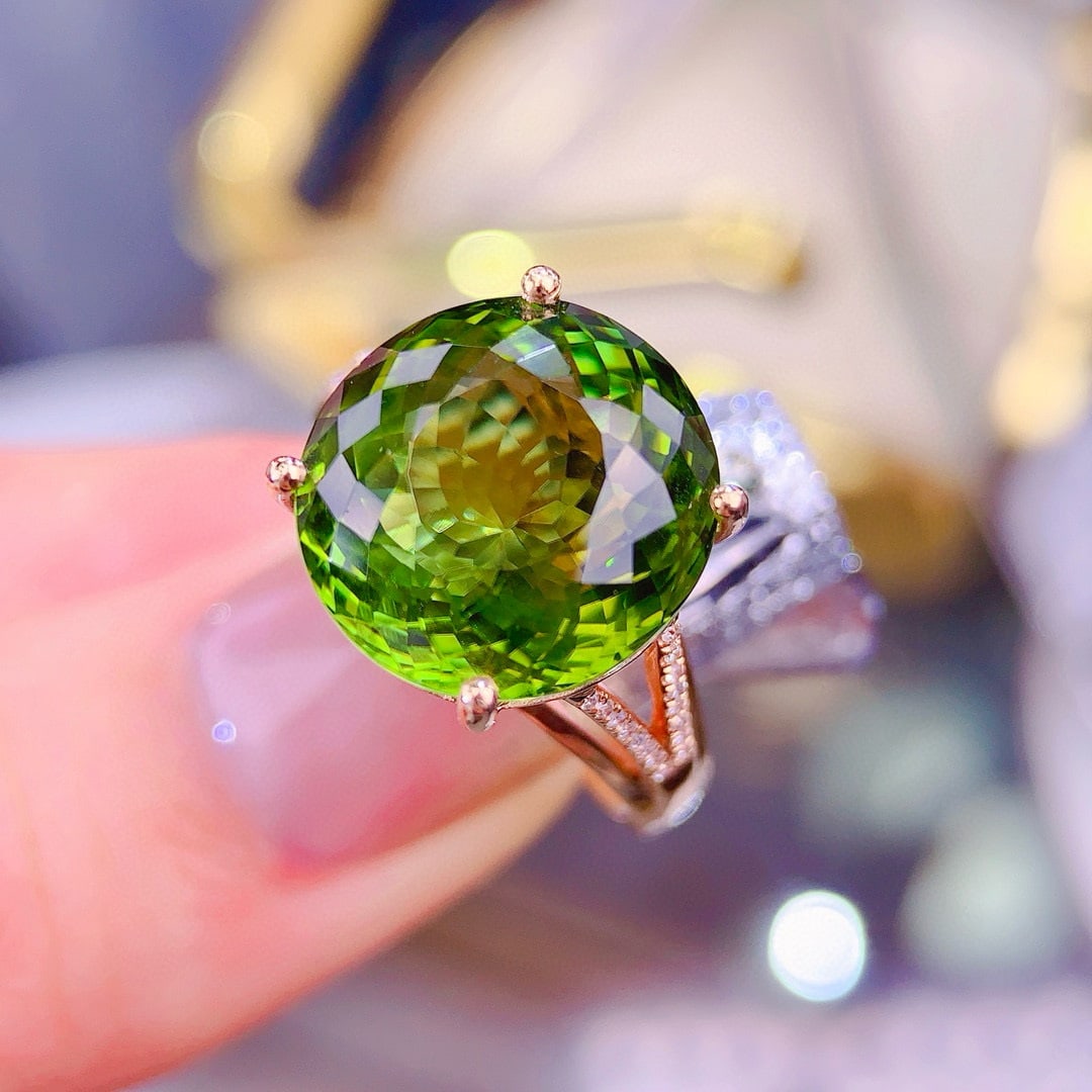 14k Gold 10.5 Ct Natural Tourmaline & Diamond Ring - 3