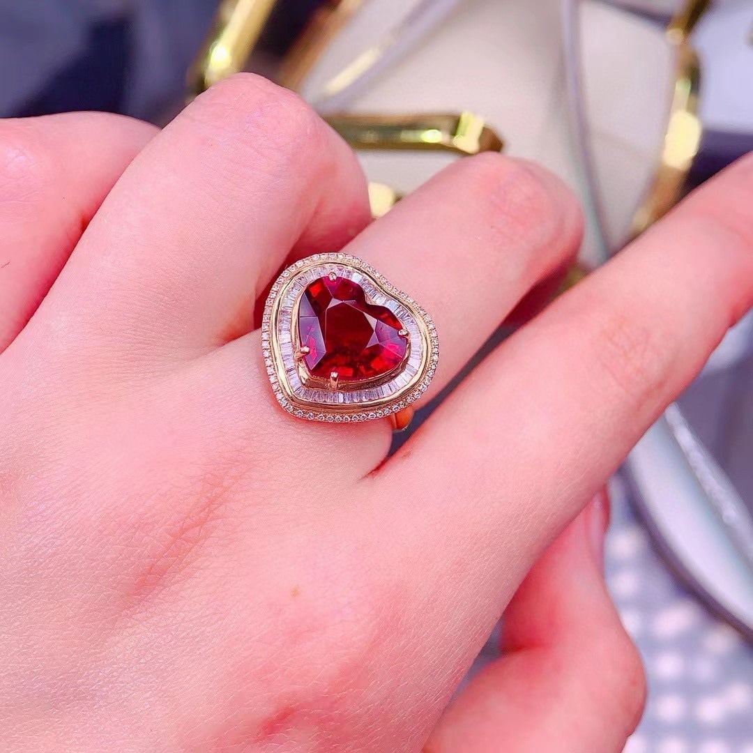 14k Gold 6.3 Ct Natural Tourmaline & Diamond Ring - 4