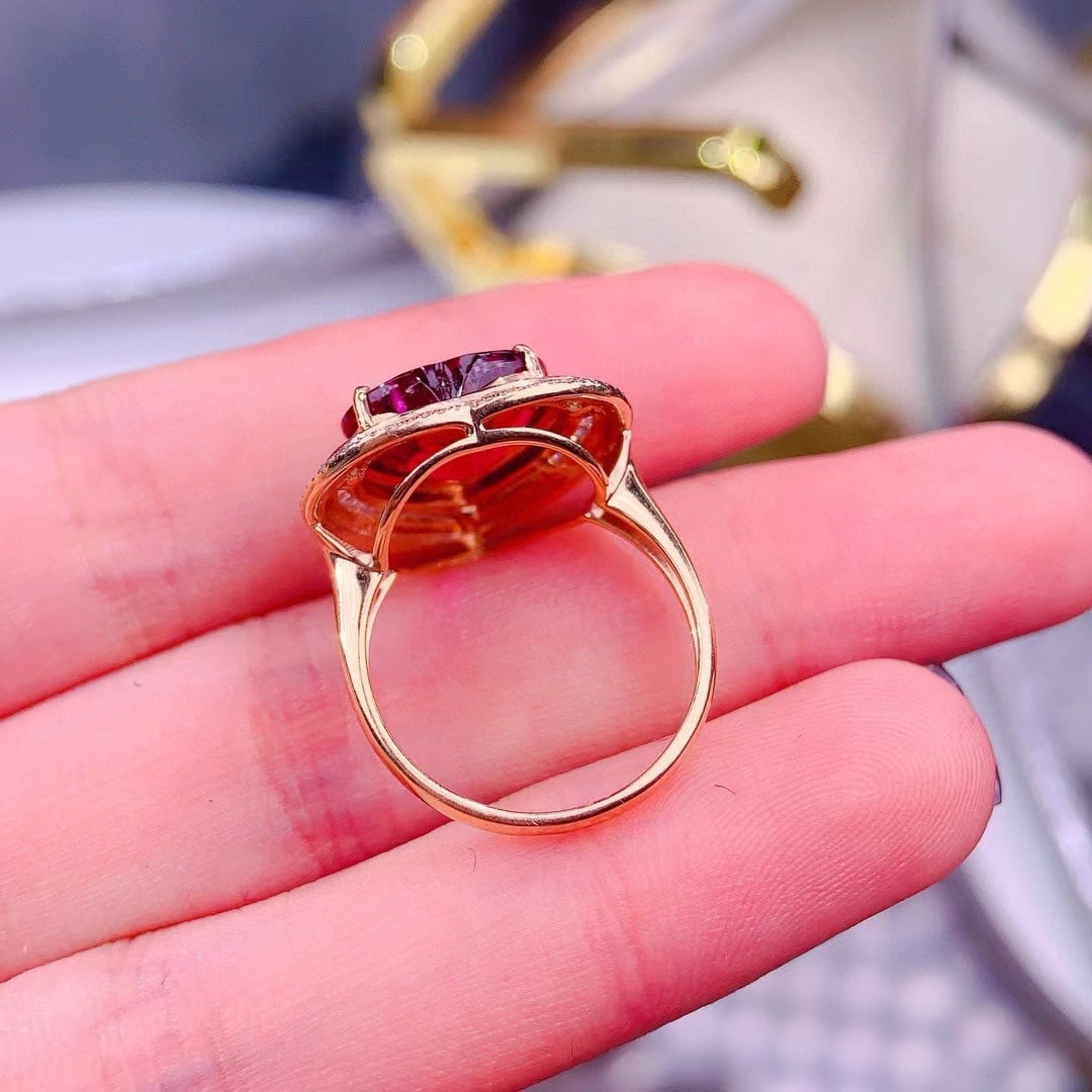 14k Gold 6.3 Ct Natural Tourmaline & Diamond Ring - 6