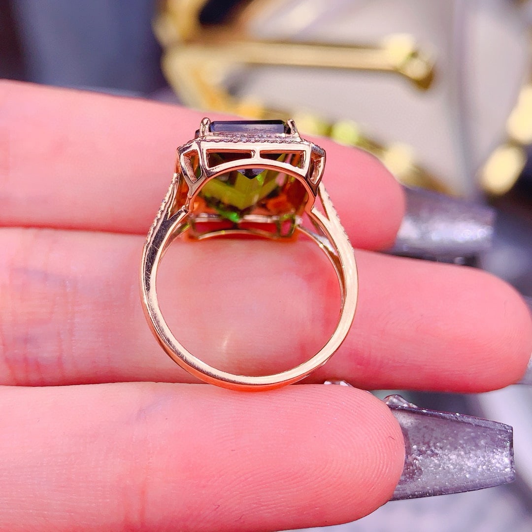 14k Gold 7.02 Ct Natural Tourmaline & Diamond Ring - 6