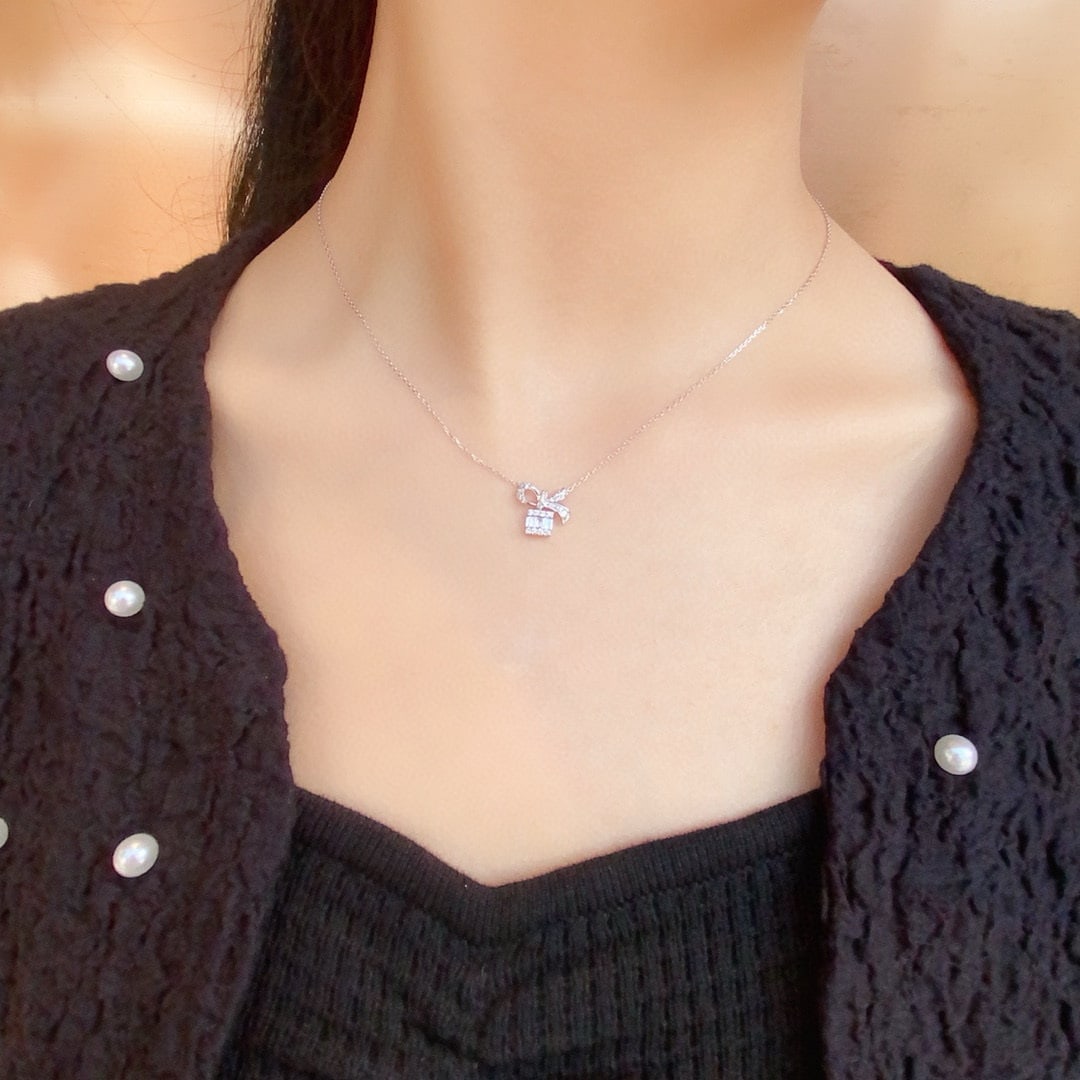 14k Gold 0.25 Ctw Natural H Diamond Necklace - 6