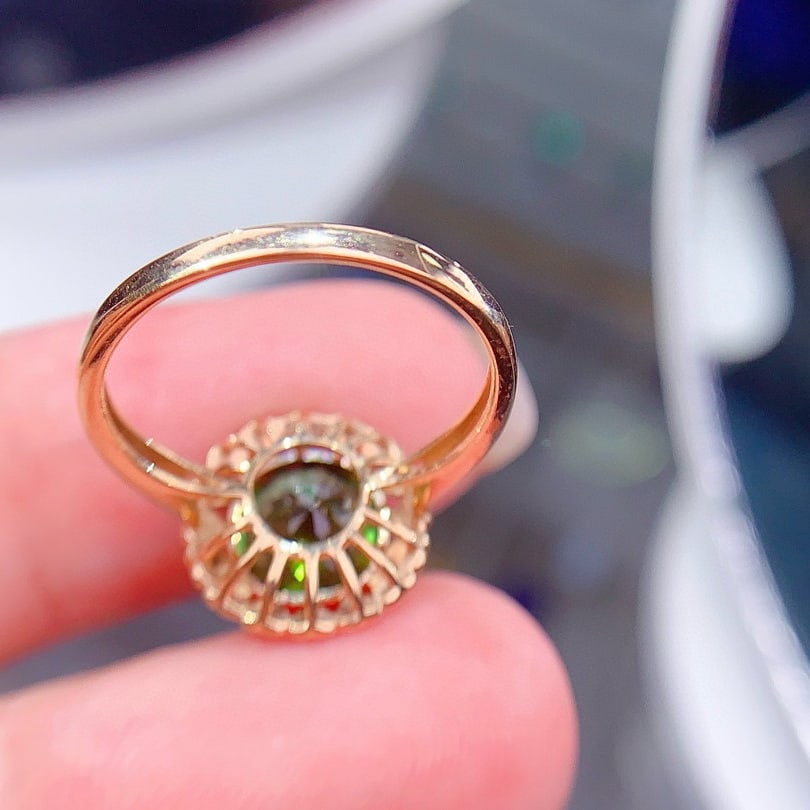 14k Gold 3.5 Ct Natural Tourmaline & Diamond Ring - 5