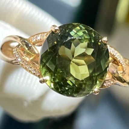 14k Gold 5.65 Ct Natural Tourmaline & Diamond Ring - 2