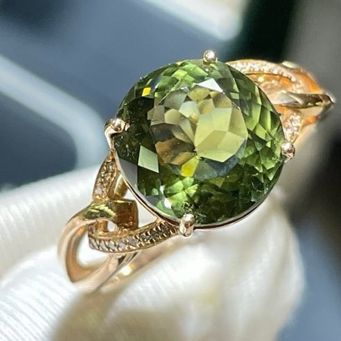 14k Gold 5.65 Ct Natural Tourmaline & Diamond Ring - 3