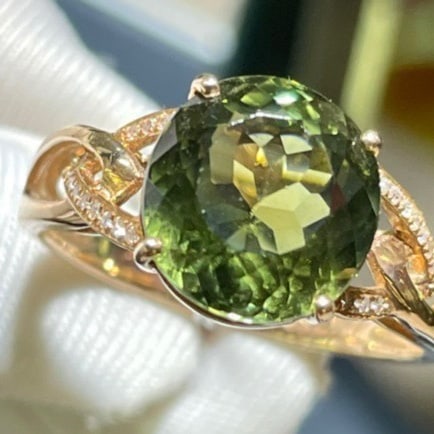 14k Gold 5.65 Ct Natural Tourmaline & Diamond Ring - 4