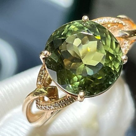 14k Gold 5.65 Ct Natural Tourmaline & Diamond Ring - 5