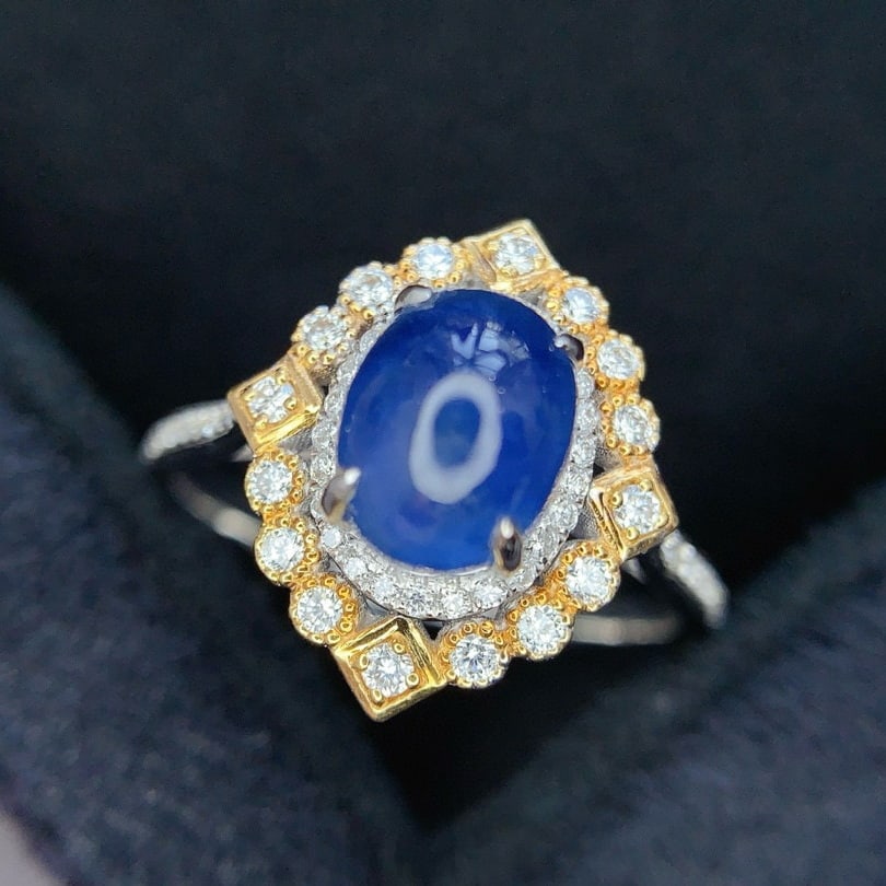 14k Gold 2.75 Ct Natural Star Sapphire & Diamond Ring - 3