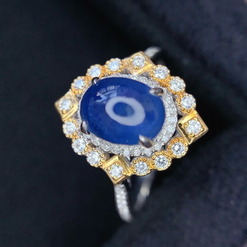 14k Gold 2.75 Ct Natural Star Sapphire & Diamond Ring - 4