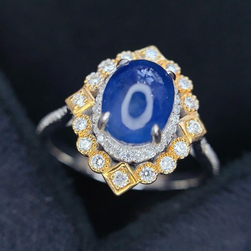 14k Gold 2.75 Ct Natural Star Sapphire & Diamond Ring - 5