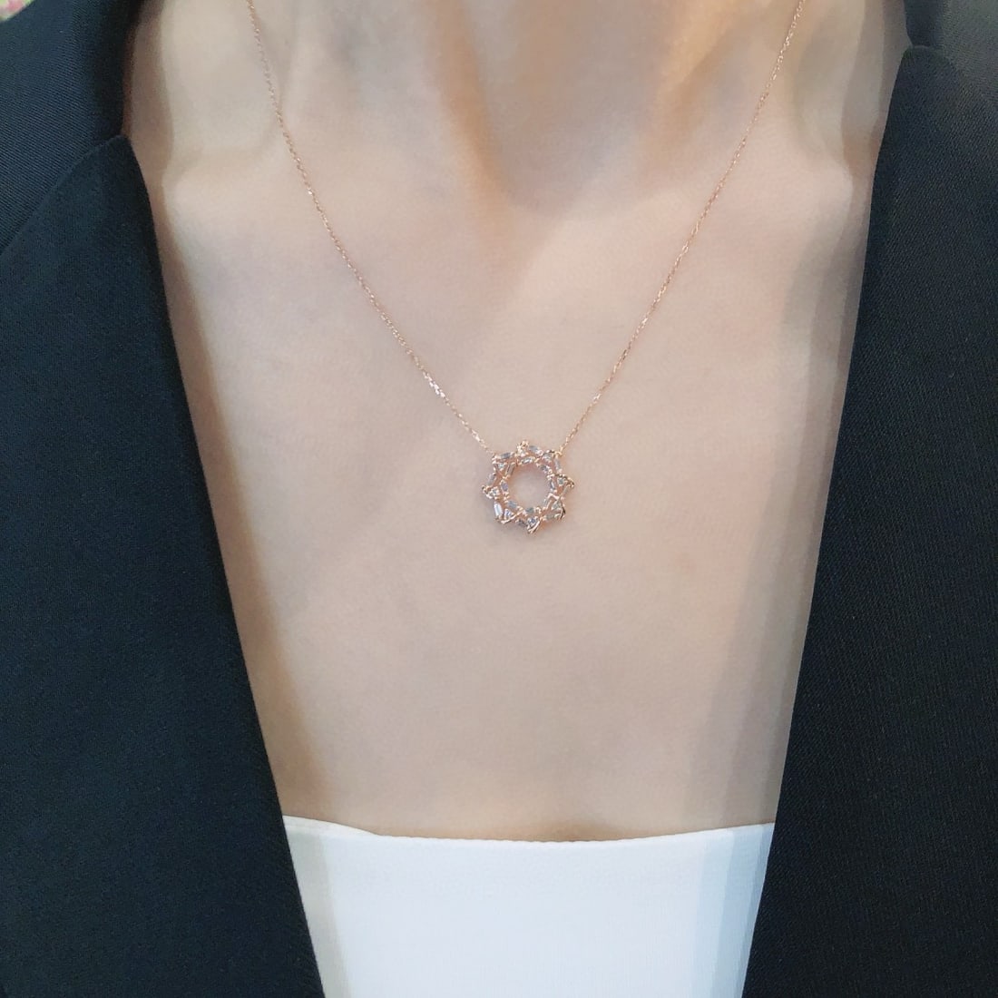 14k Gold 0.35 Ctw Natural H Diamond Necklace - 6