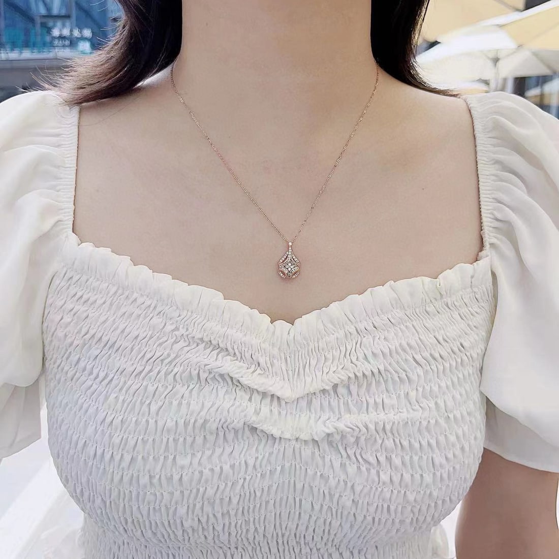 14k Gold 0.42 Ctw Natural H Diamond Necklace - 5