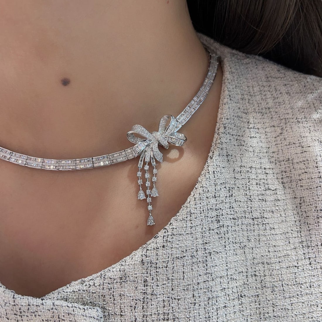 14k Gold 7.8 Ct Natural H Diamond Necklace - 2